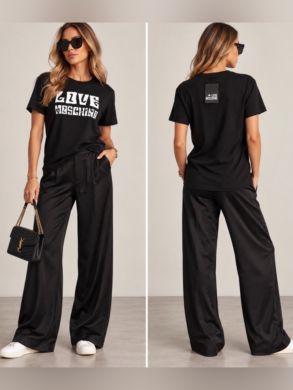Love ❤️ Moschino Black T-Shirt with White Groovy Logo (Authentic)